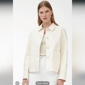 Arket Cotton Denim Chore Coat Jacket, White/Cream, M